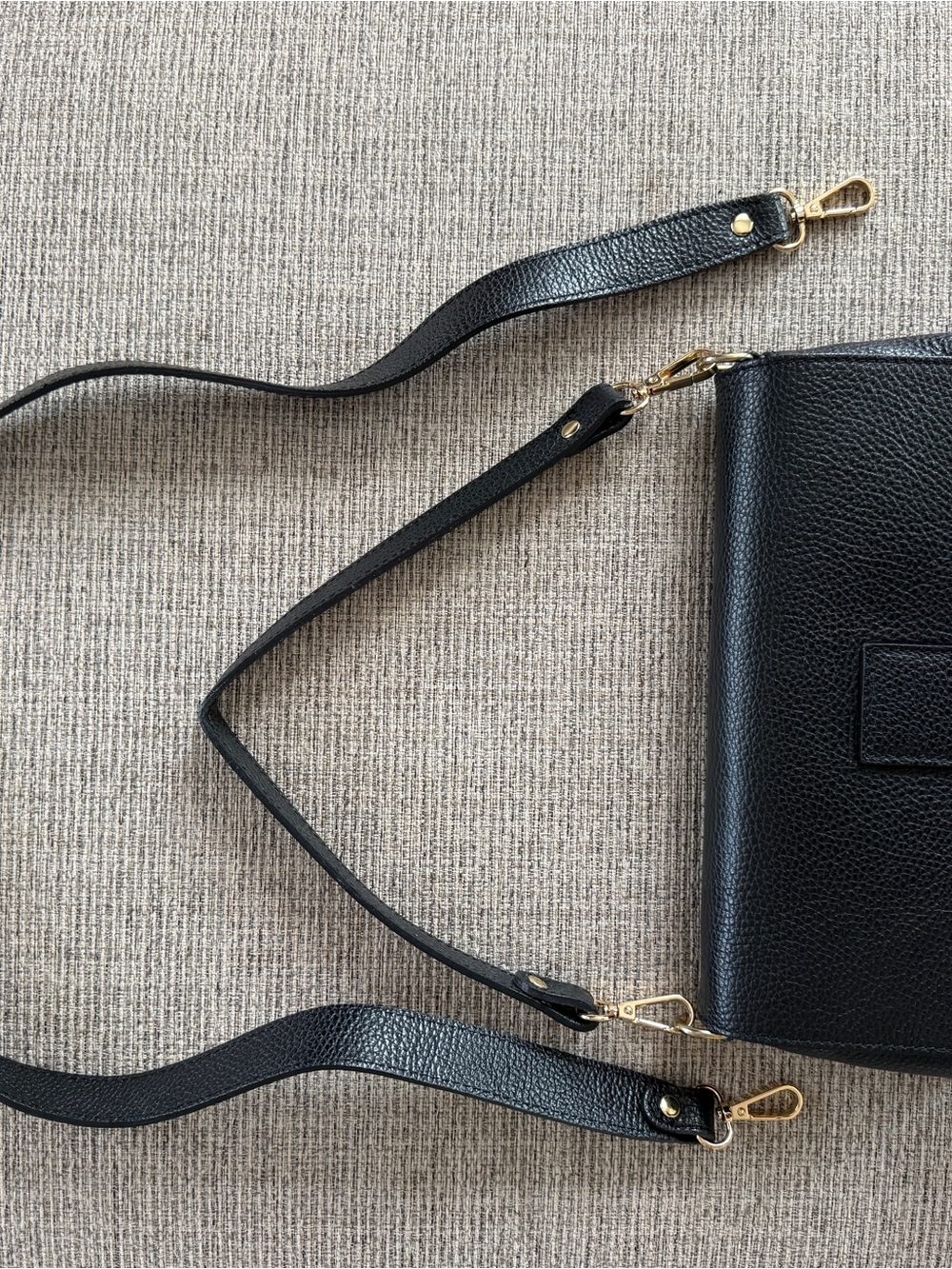 Divina Firenzi made in Italy Black Pebbled leather crossbody & shoulder bag - Picture 4 of 6